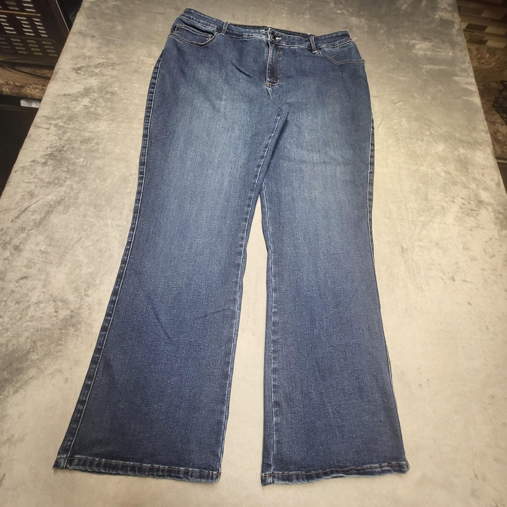 Lee Jeans Womens 22W Blue Flared Relaxed Stretch Easy Fit Medium Wash Denim
